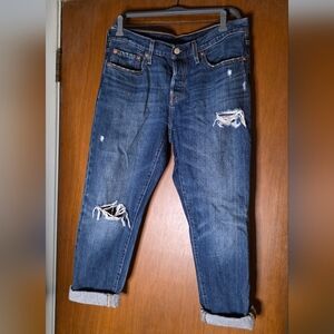 Levi’s 501 Tapered Distressed Jeans Women’s Blue Denim W29" L28"